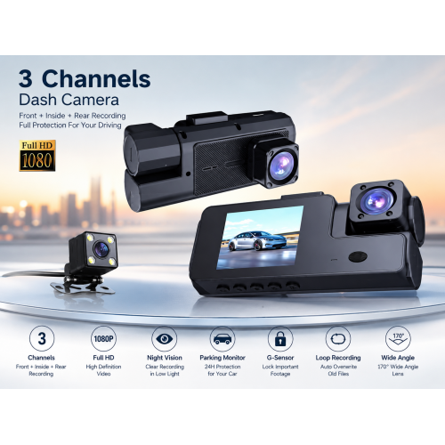 PRS DW20 3 KAMERA 2,0 DİSPLAY FULL HD EKRAN 1080P ARAÇ KAMERASI